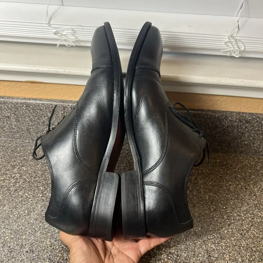 Cole Haan Mens Sz 10.5 M Shoes Black Leather Dress/Casual Oxford Lace Up Cap Toe